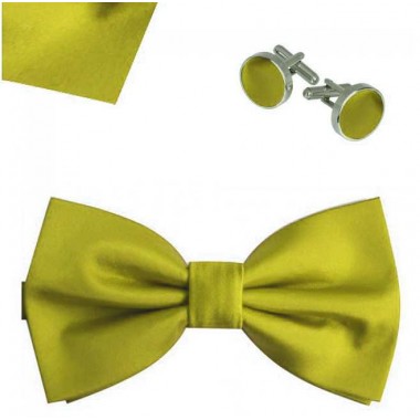 .Set papion, butoni camasa, batista verde olive, uni, butterfly